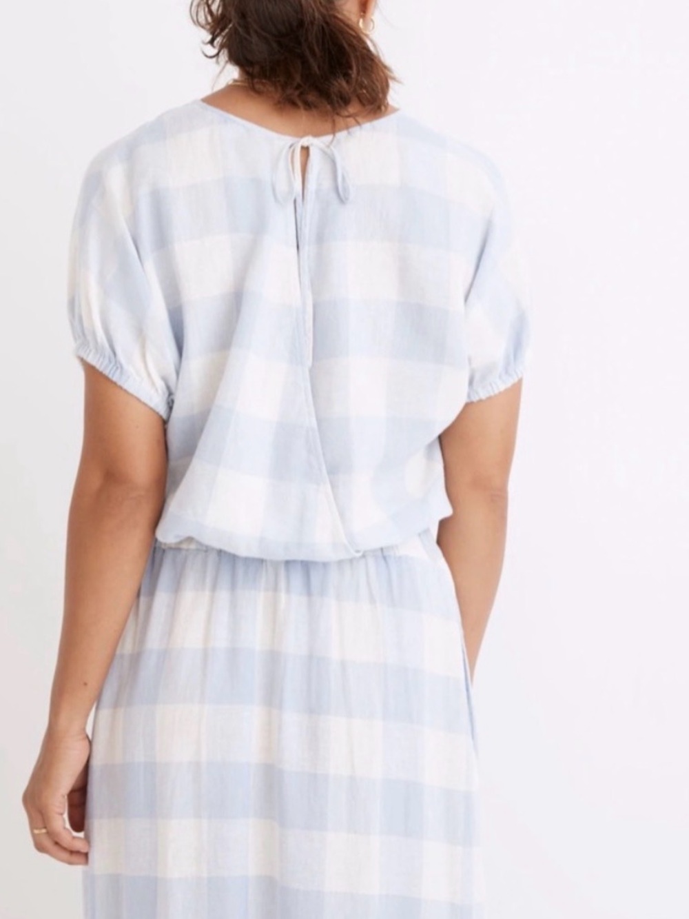 Madewell Light Blue Gingham Midi 2 piece with Button Front - Picture 7 of 7